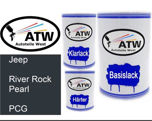 Jeep, River Rock Pearl, PCG: 500ml Lackdose + 500ml Klarlack + 250ml Härter - Set, von ATW Autoteile West.